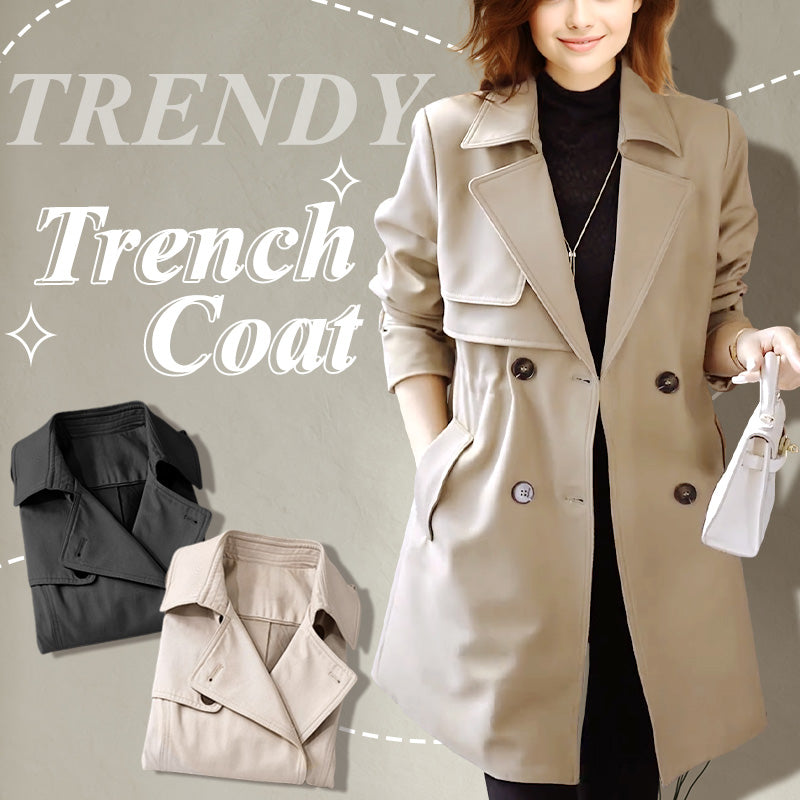 Comfortable Waisted Lapel Trench Coat Stylish Fall Outerwear