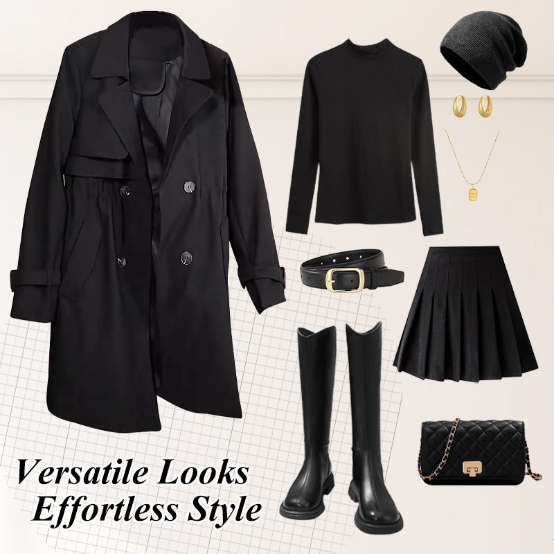 Comfortable Waisted Lapel Trench Coat Stylish Fall Outerwear