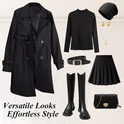 Comfortable Waisted Lapel Trench Coat Stylish Fall Outerwear