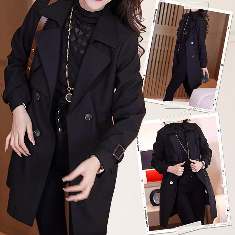 Comfortable Waisted Lapel Trench Coat Stylish Fall Outerwear
