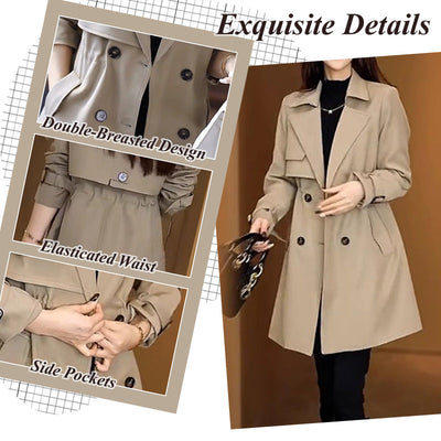 Comfortable Waisted Lapel Trench Coat Stylish Fall Outerwear