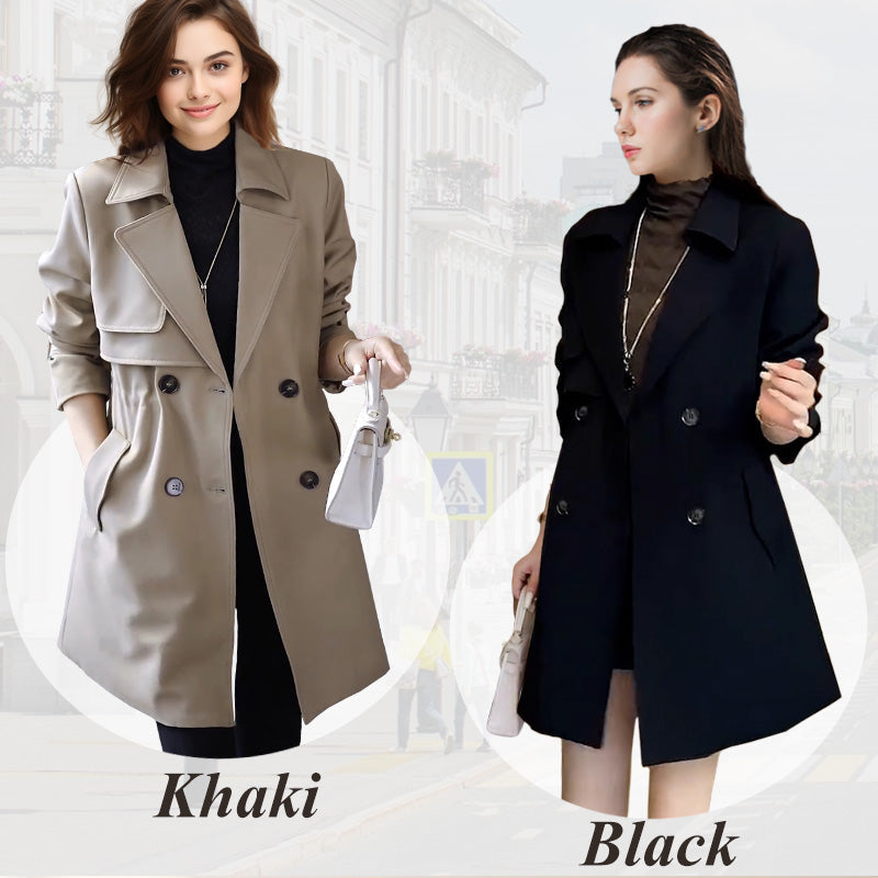 Comfortable Waisted Lapel Trench Coat Stylish Fall Outerwear