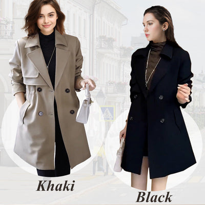 Comfortable Waisted Lapel Trench Coat Stylish Fall Outerwear