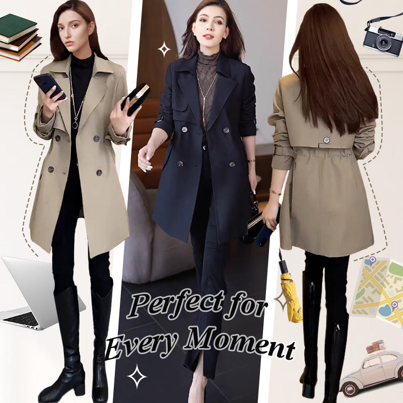 Comfortable Waisted Lapel Trench Coat Stylish Fall Outerwear