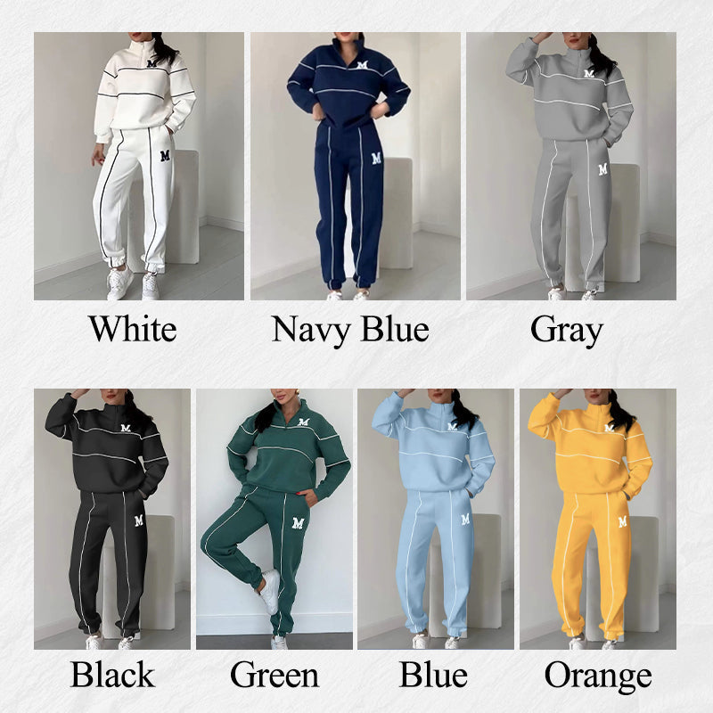 Women's Casual Two Piece Set Long Sleeve Letter M Design