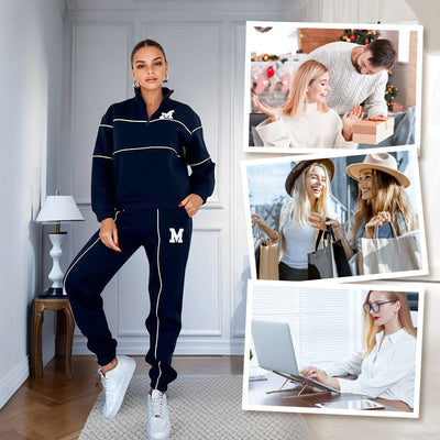 Women's Casual Two Piece Set Long Sleeve Letter M Design