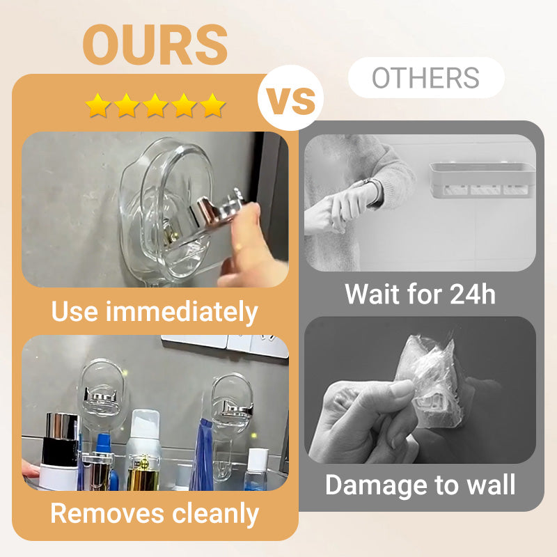 Suction Cup Storage Rack With Drain Hole For Bathroom Kitchen