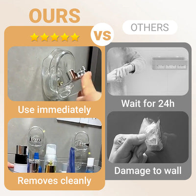 Suction Cup Storage Rack With Drain Hole For Bathroom Kitchen