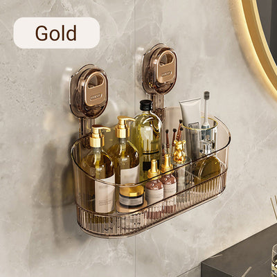 Suction Cup Storage Rack With Drain Hole For Bathroom Kitchen