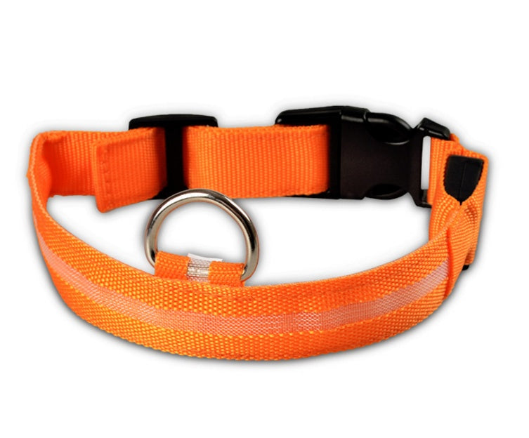 Nylon LED Dog Collar Adjustable Luminous Safety Glow Night Light