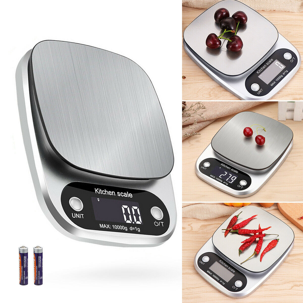 Digital Kitchen Scale 22lbs Stainless Steel Food Weight Balance