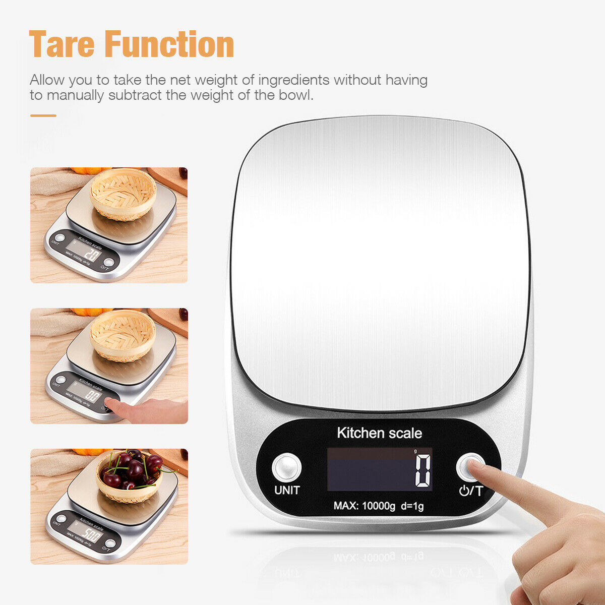 Digital Kitchen Scale 22lbs Stainless Steel Food Weight Balance