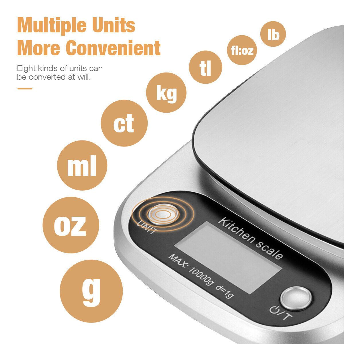 Digital Kitchen Scale 22lbs Stainless Steel Food Weight Balance