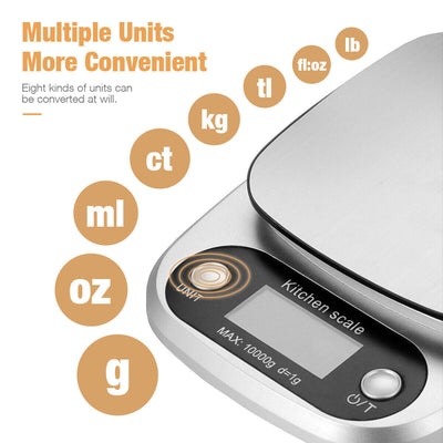 Digital Kitchen Scale 22lbs Stainless Steel Food Weight Balance