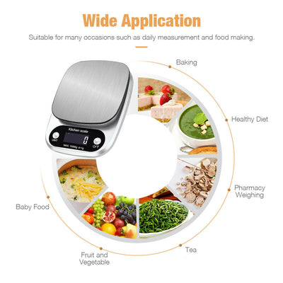 Digital Kitchen Scale 22lbs Stainless Steel Food Weight Balance