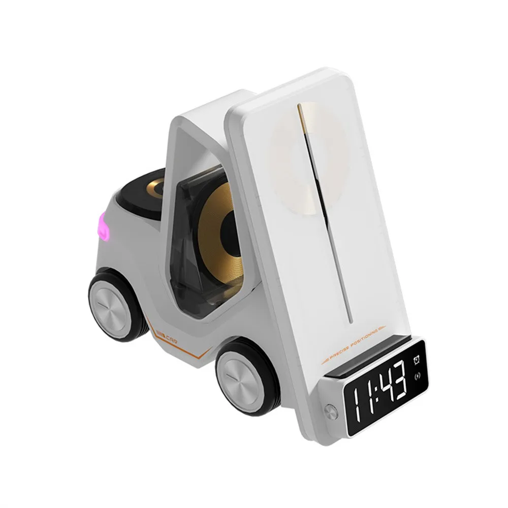 Car Shaped Wireless Charging Dock With LED Alarm Clock Fast Charge