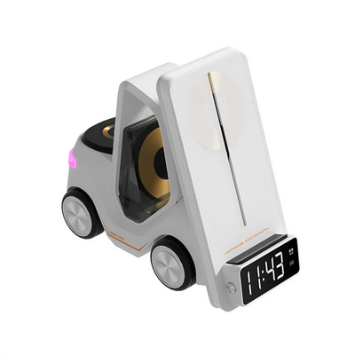 Car Shaped Wireless Charging Dock With LED Alarm Clock Fast Charge