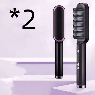 2 In 1 Hair Straightener Hot Comb Curling Tong Electric Brush