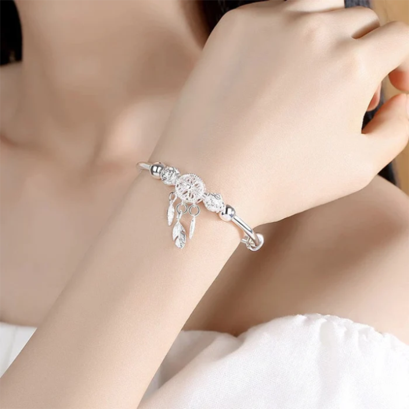 Dreamcatcher Bracelet Silver Elegant Gift Box Jewelry Accessory