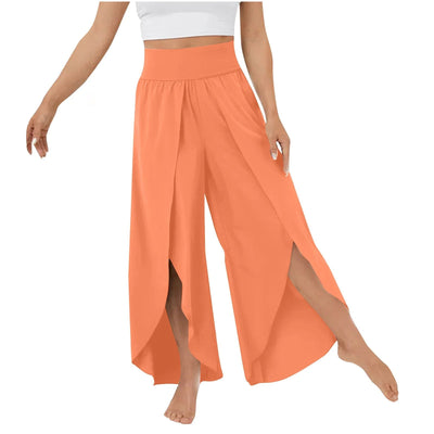High Waisted Wide Leg Pants Split Casual Quick Dry Design
