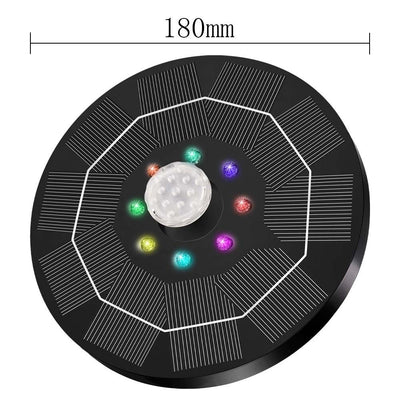 Solar Water Fountain With LED Lights 6 Nozzles 3000mAh Battery
