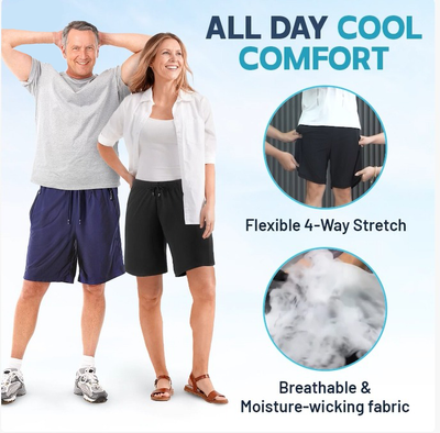 Unisex Ice Silk Quick Drying Stretch Shorts Comfortable Lightweight