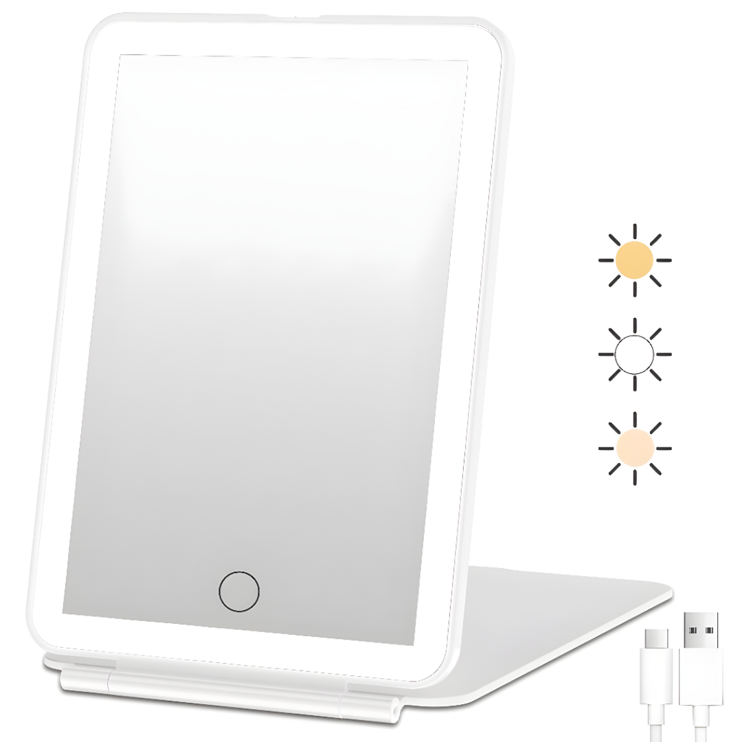 Rechargeable LED Makeup Mirror With Built-in Light And Portable Design