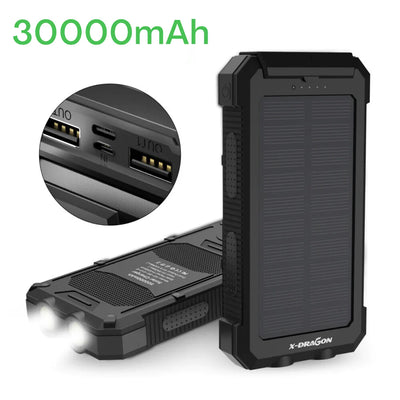 Solar Power Bank 30000mAh Portable Solar Charger Backup Battery