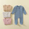 Organic Waffle Cotton Romper With Zipper For Babies