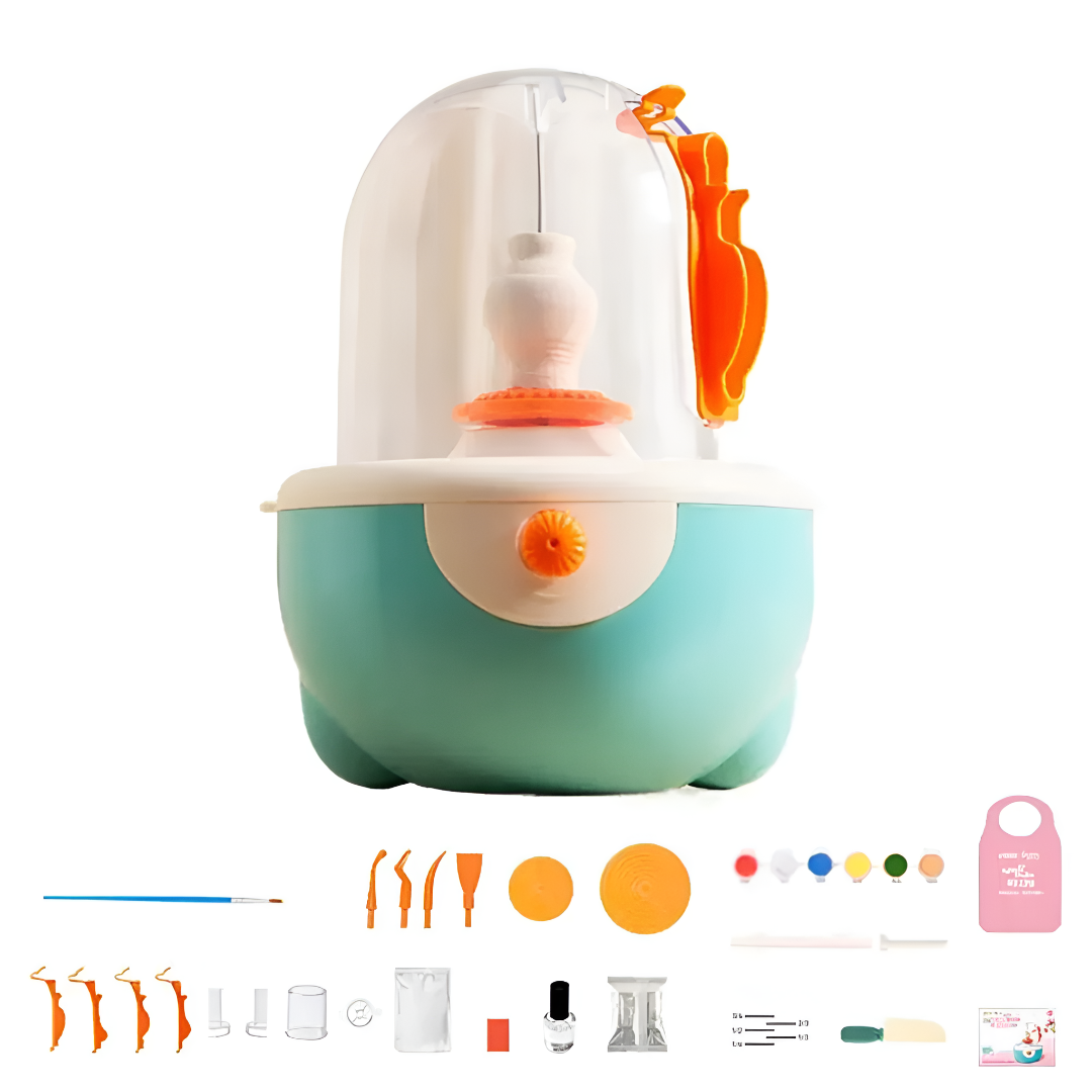 Kids Pottery Wheel Kit With Clay Tools Paints Creative Craft Set