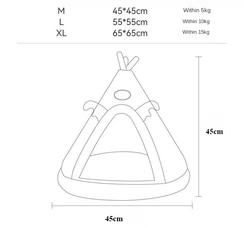 Triangle Pet Tent Bed With Plush Mattress For Dogs And Cats