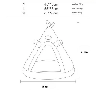 Triangle Pet Tent Bed With Plush Mattress For Dogs And Cats
