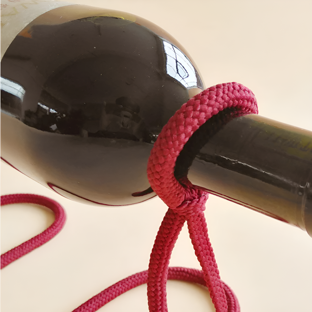 Floating Rope Wine Holder Rustic Wall Mounted Bottle Display