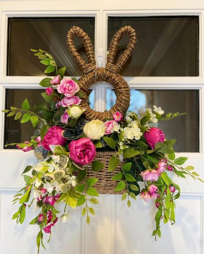Easter Bunny Basket Wall Decor Hanging Spring Pocket Ornament