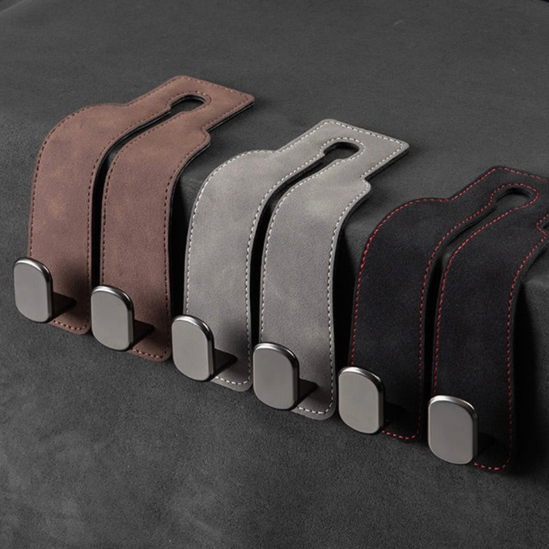 Leather Car Seat Hooks For Organizing Hanging Items In Vehicle