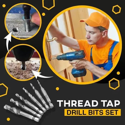 Thread Tap Drill Bits Set 6 Pieces For Precision Tapping