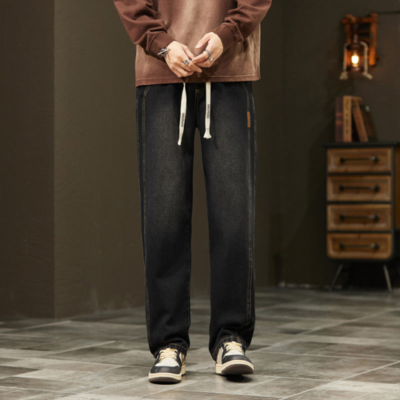 Men's Loose Straight Jeans Comfortable Durable Casual Denim Pants