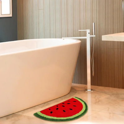 Fruit Pattern Door Rug Half Round Absorbent Non Slip Mat For Home