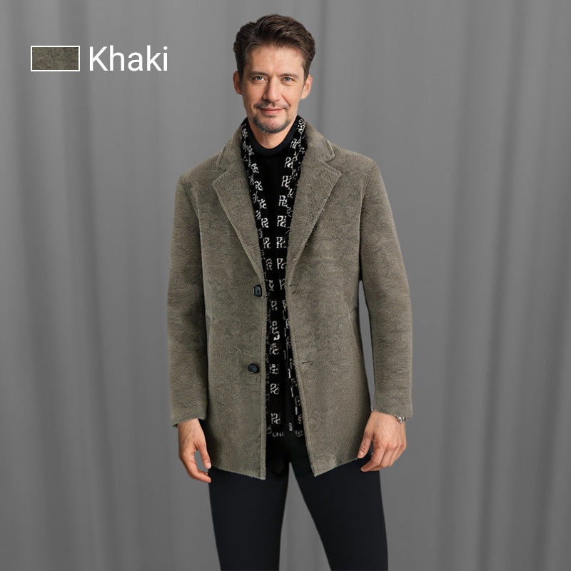 Men’s Tweed Jacket With Warm White Duck Down Lining Winter Coat