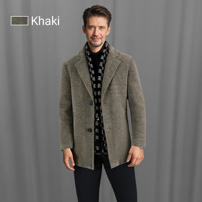 Men’s Tweed Jacket With Warm White Duck Down Lining Winter Coat