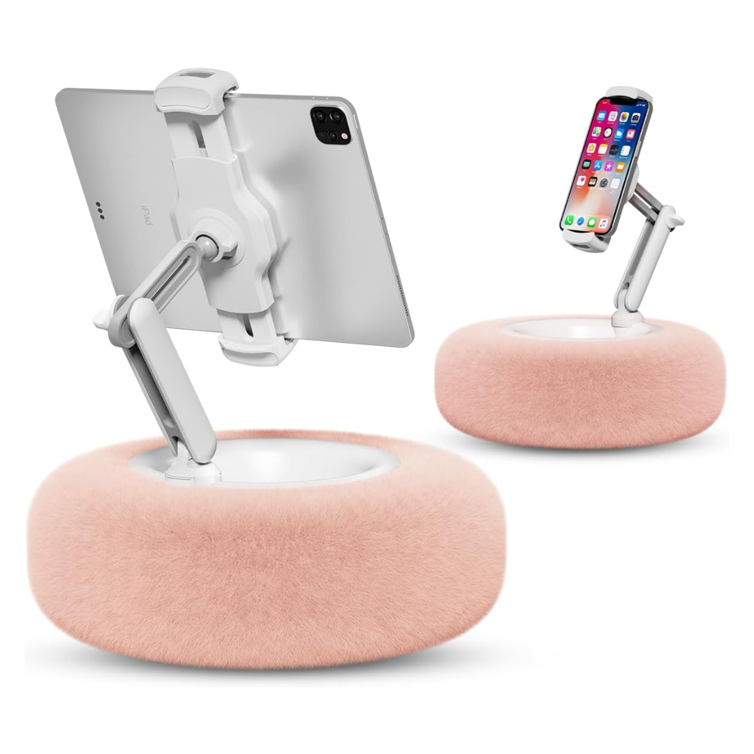 Adjustable Plush Tablet Stand Pillow With Storage Bowl For Bed