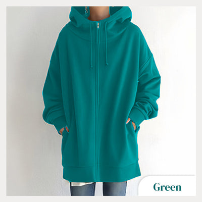 Women's Hooded Sweater Zippered Autumn Winter Warm Pullover