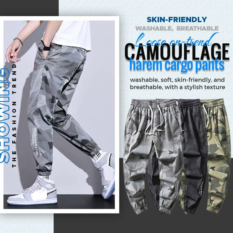 Camouflage Harem Cargo Pants Loose Fit Casual Streetwear