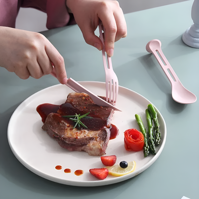 Compact Stackable Reusable Utensil Set For Travel And Outdoor Use