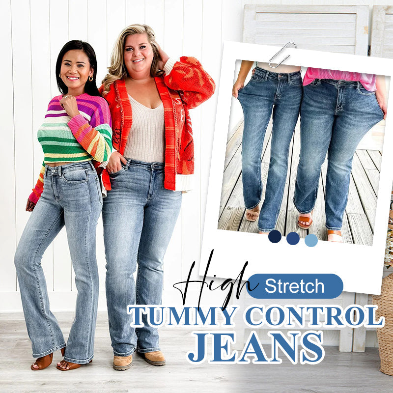 High Stretch Tummy Control Jeans Slim Fit Comfortable Denim