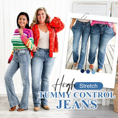 High Stretch Tummy Control Jeans Slim Fit Comfortable Denim