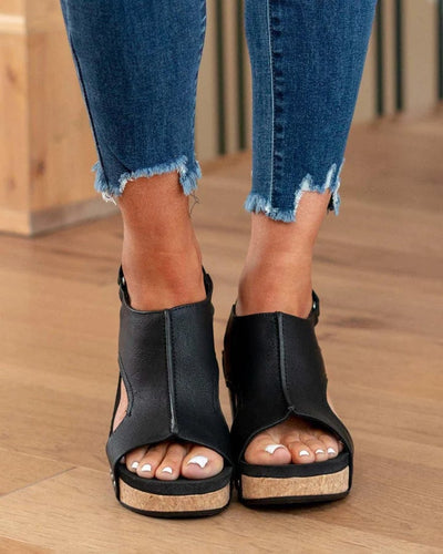 Women’s Orthopedic Leather Wedge Sandals Comfortable Platform Shoes