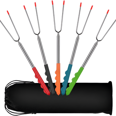 Telescoping Roasting Sticks Stainless Steel BBQ Skewers Set