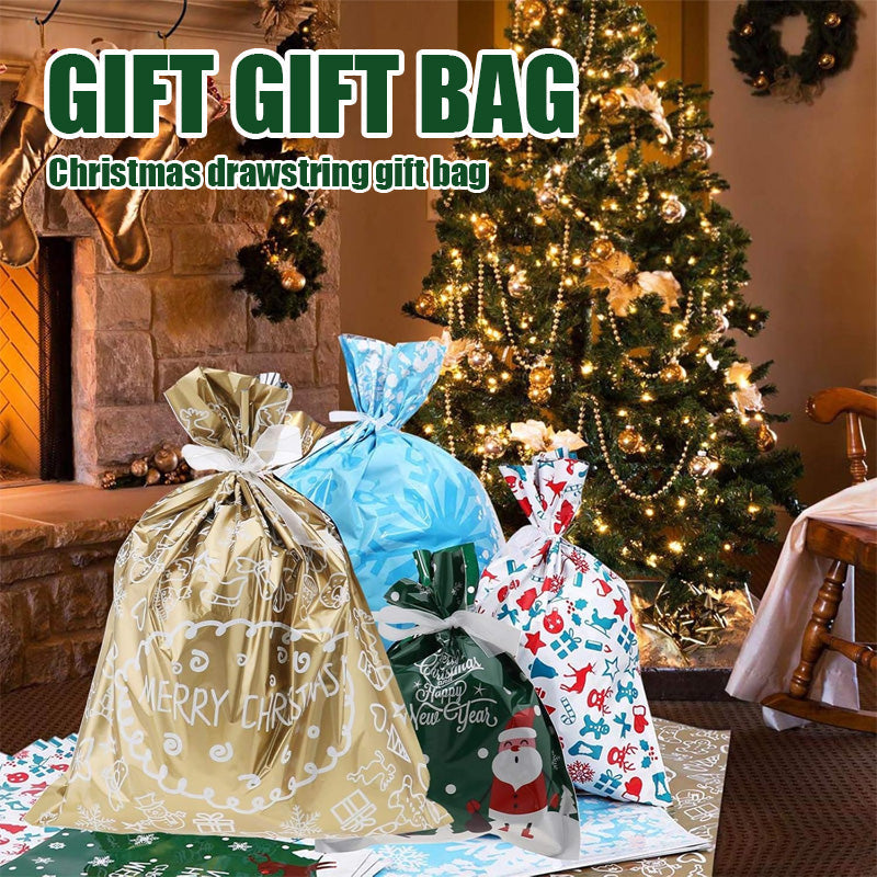 Christmas Drawstring Gift Bag Festive Holiday Present Pouch
