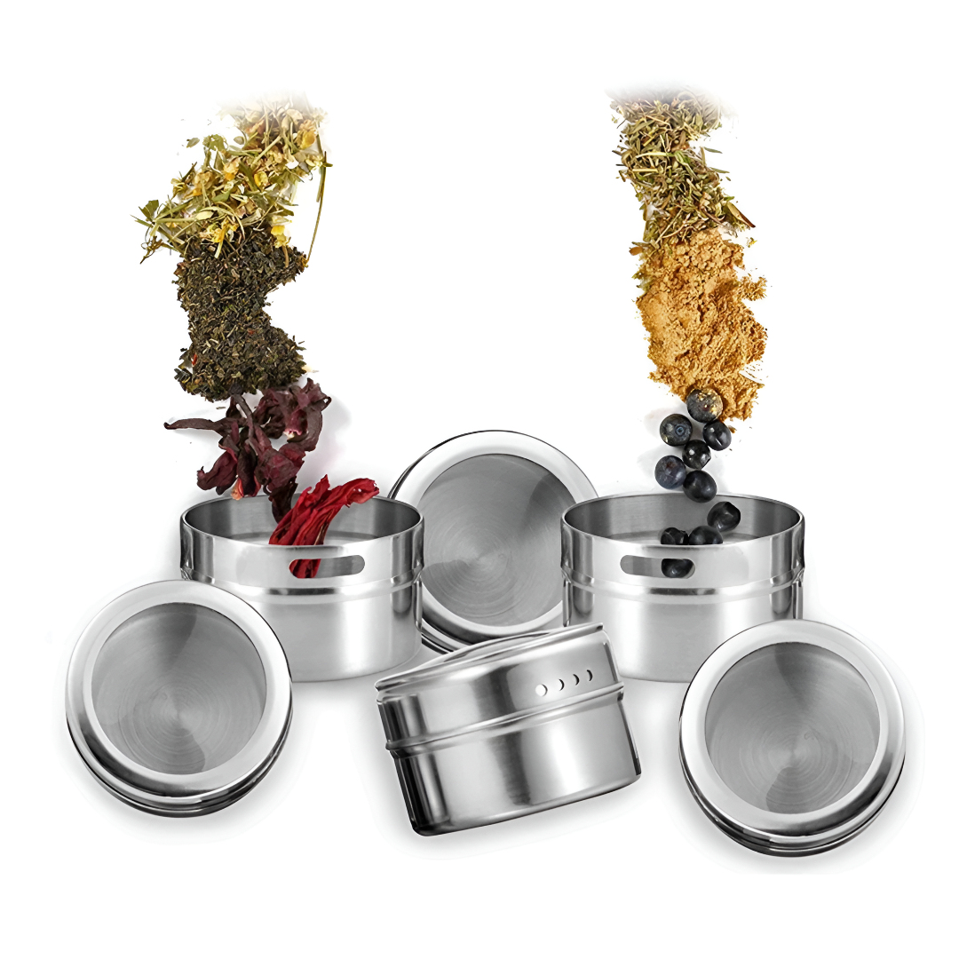 Magnetic Stainless Steel Spice Jars Set For Kitchen Organization